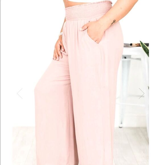 Pink Lily Mauve Smocked Waist Pants - Picture 7 of 8